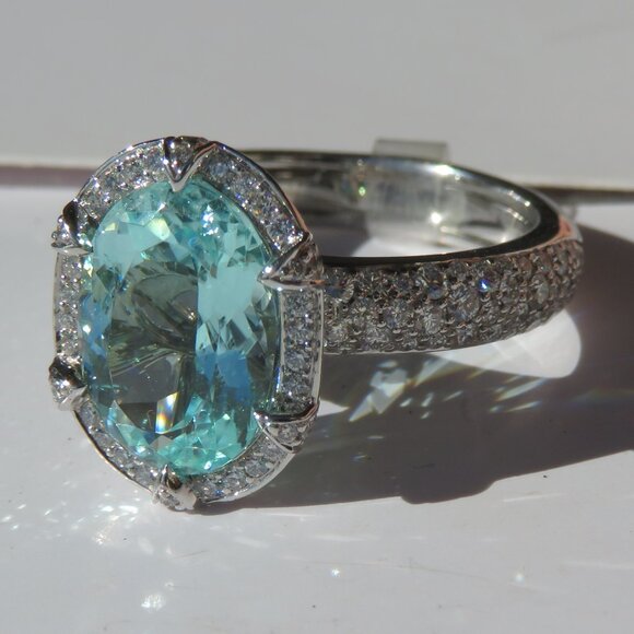 Kat Florence 18K 2.69ct Paraiba Tourmaline & Diamond Cocktail Ring Size: 5.75 - Picture 4 of 17